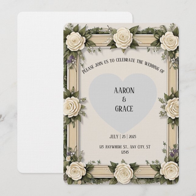 Convite Envelope Enfeitado Personalizado em Pétalas de Ros (Frente/Verso)