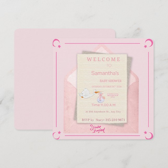 Convite Envelope Personalizável com Estilo Aquarela para M (Frente/Verso)