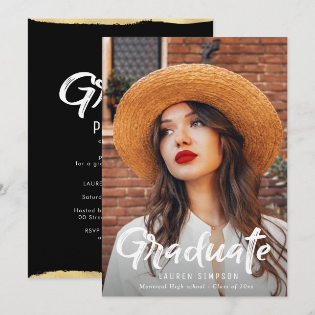 Convite Envio de festa de formatura do script chic (Frente/Verso)