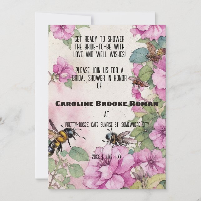 Convite Ephemera Cosmos Flowers and Beers Chá de panela (Frente)