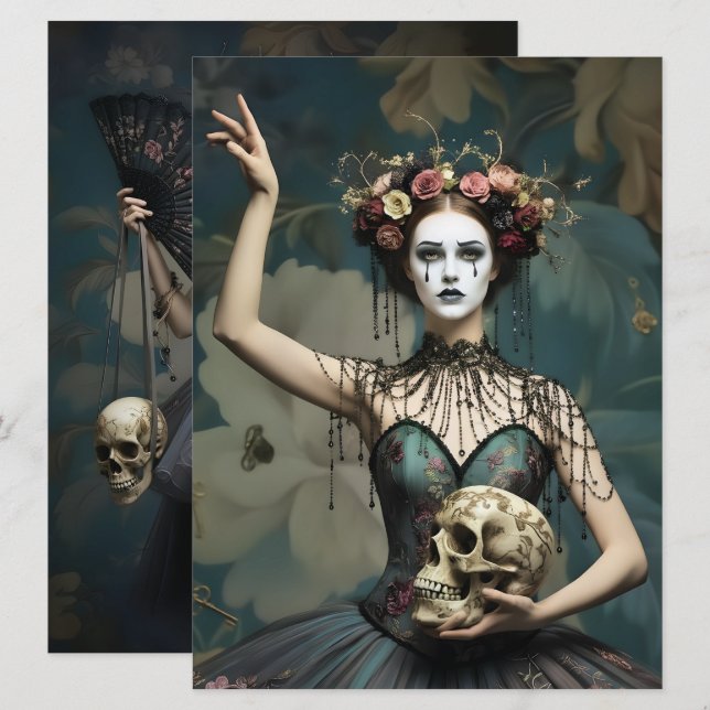 Convite Ephemera Sheet - Vintage Gothic Style (Frente/Verso)