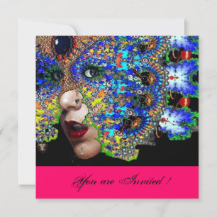 Convite EPHEMERALMardi Gras Mascarada Ball,fuchsia preto