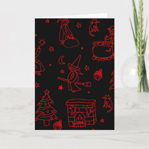 Convite epifania natal bruxa befana preto