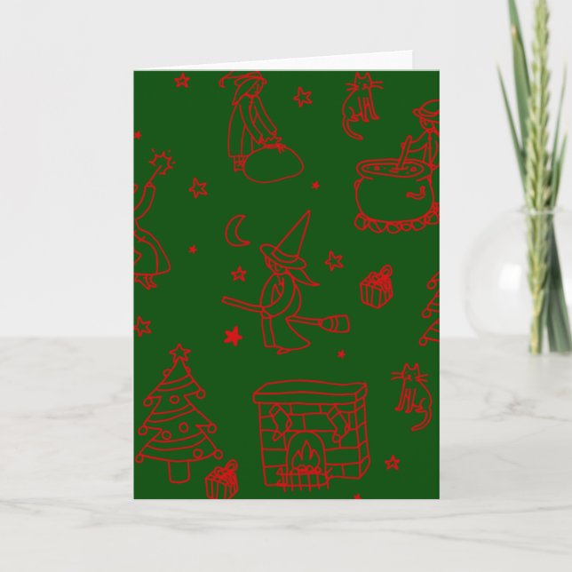 Convite epifania natal bruxa befana verde (Frente)