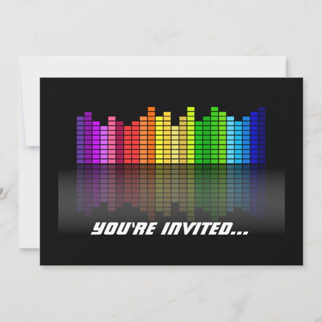 Convite Equalizador Colorido de Música com Reflexão, Técni (Frente)