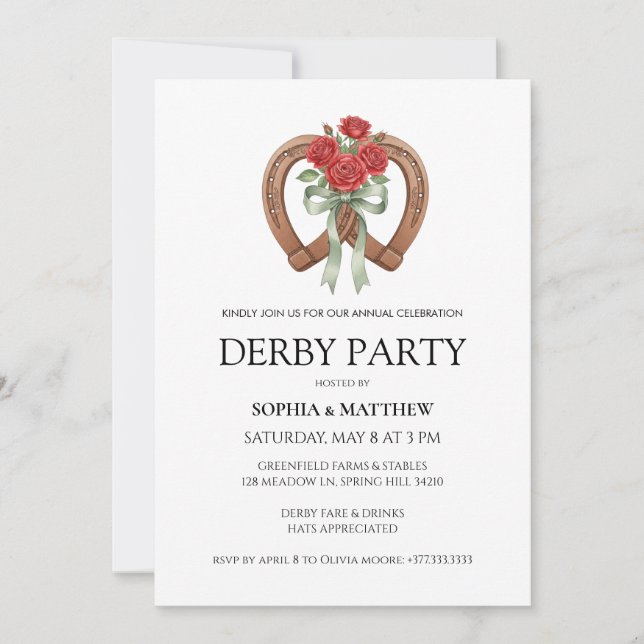 Convite Equestrian Derby Party Modern Race Horse Invite (Frente)