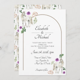 Convite Equestrian Purple Floral Wedding Invitation 