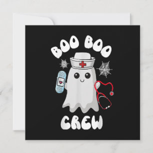 Convite Equipe Boo Boo Enfermeira Fofa Fantasma Halloween 