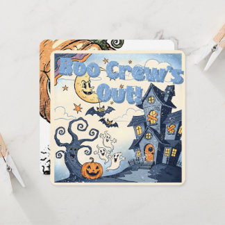 Convite Equipe Boo está fora! Ilustração Vintage de Hallow