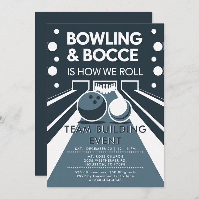 Convite Equipe de Bocas de boliches Construindo a Igreja d (Frente/Verso)