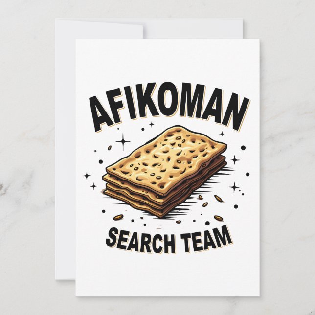 Convite Equipe de busca do Afikoman Amantes de comida juda (Frente)