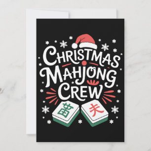 Convite Equipe de Mahjong de Natal Chapéu de Papai Noel Xm