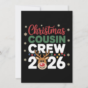 Convite Equipe de Primos de Natal 2026 Rena Flocos de Neve