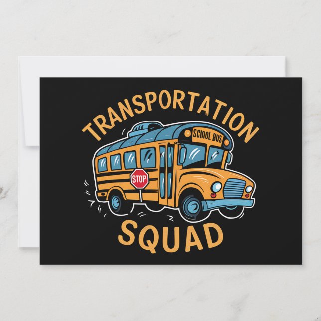 Convite Equipe de Transporte de Motorista de Ônibus Escola (Frente)