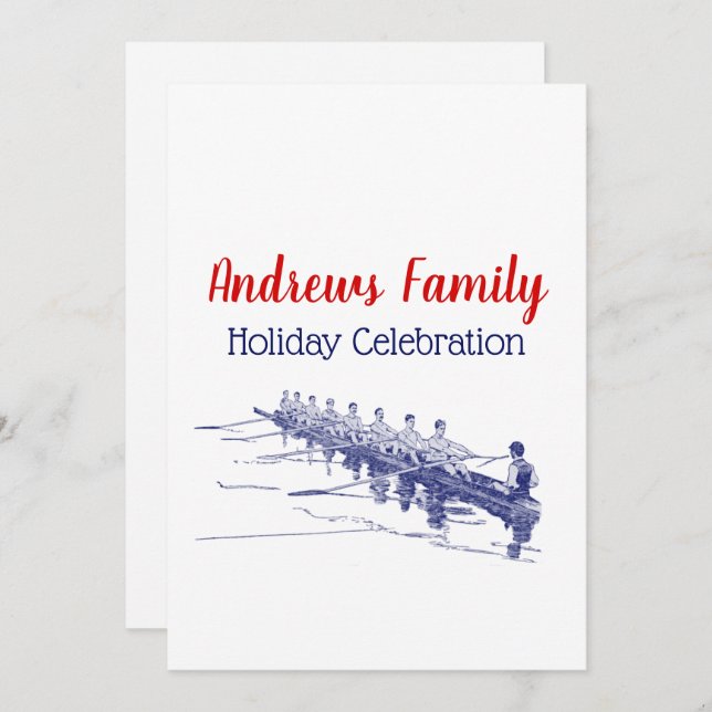 Convite Equipe de Tripulação Azul Removendo Esportes de Ág (Frente/Verso)