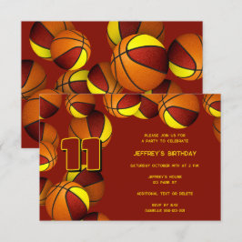 Convite equipe maroon gold cores basketball aniversário