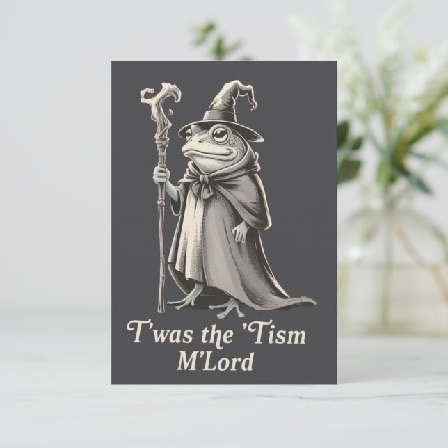 Convite Era o 'Tismo M'lord Funny Frog Wizard Meme  (Em pé/Frente)