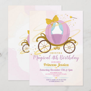 Convite Era uma vez a Carruagem de aniversário da Princes