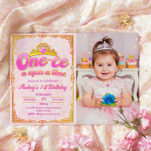 Convite Era Uma Vez - Aniversário de 1ª Menina com Foto