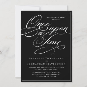 Convite Era Uma Vez Casamento Preto Script Gótico