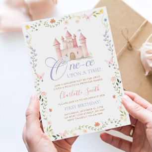 Convite Era Uma Vez Castelo de Princesa 1º Aniversário