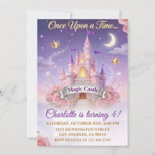 Convite Era Uma Vez Menina Princesa Castelo Mágico Anivers