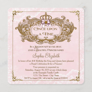 Convite Era Uma Vez Meninas Festa de Aniversário Princesa