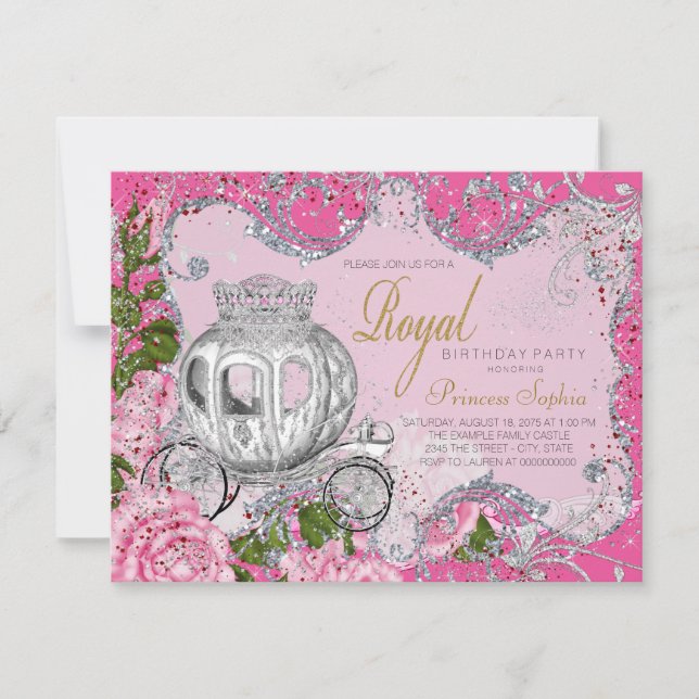 Convite Era uma vez na Time Princess Festa de aniversário (Frente)