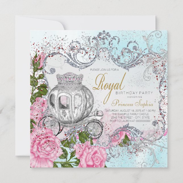 Convite Era uma vez na Time Princess Festa de aniversário (Frente)