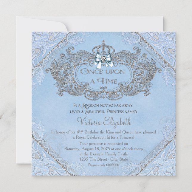 Convite Era uma vez, Princesa Aniversário (Frente)