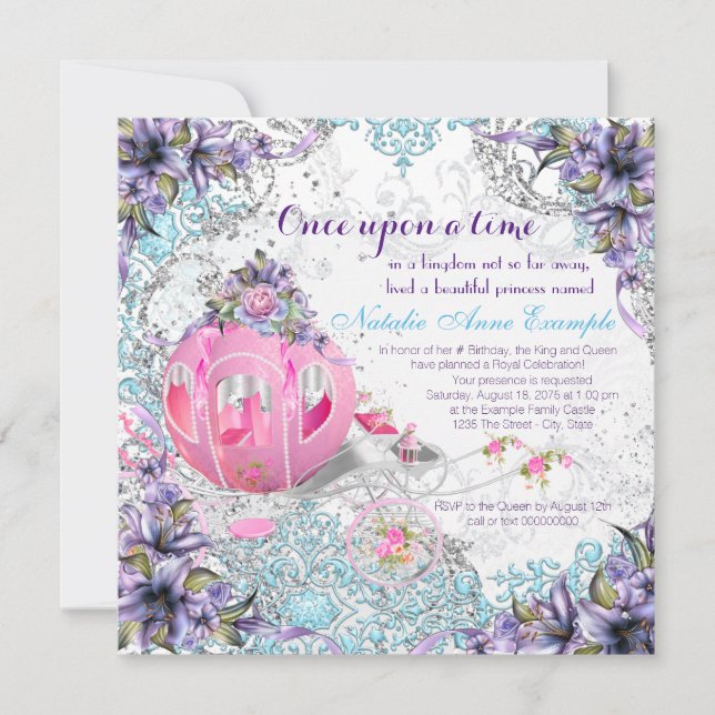 Convite Era Uma Vez Princesa Conto de Fadas Aniversário (Frente)