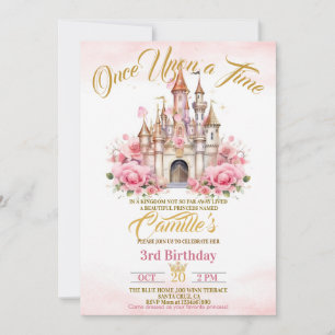 Convite Era uma vez, princesa do tempo, aniversário do cas