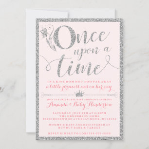Convite Era Uma Vez Princesa Prata Baby Shower