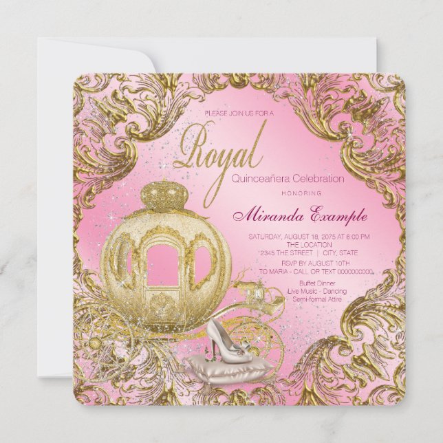 Convite Era Uma Vez Princesa Quinceañera (Frente)