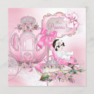Convite Era Uma Vez Princesa Rosa Churrasco de Bebê