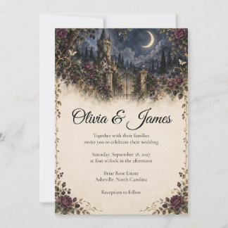Convite Era Uma Vez um Casamento à Meia-Noite numa Torre I