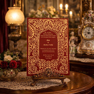 Convite Era Vitoriana 1856 Folhagem Art Nouveau