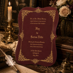 Convite Era Vitoriana 1896 Borda Requintada de Casamento