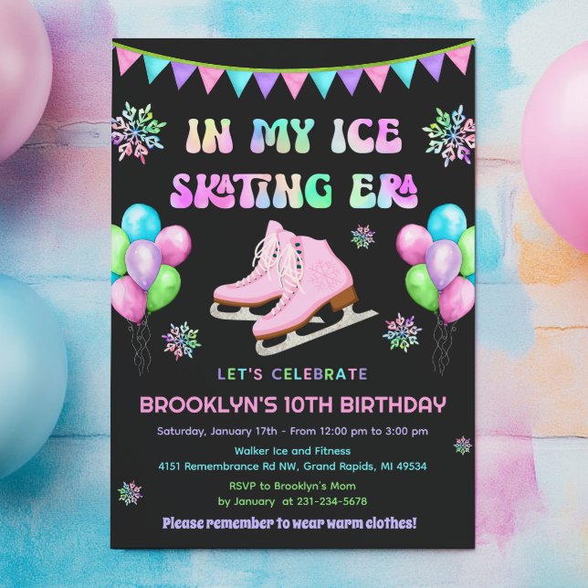 Convite Eras Ice Skating Birthday Invitation (Eras Ice Skating Birthday Invitation)