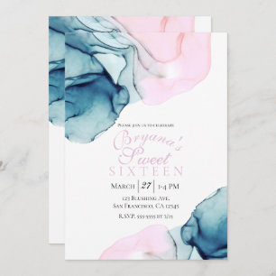 Convite Ereal Rosa Elegante Vermelho Moderno, Rosa Elegant