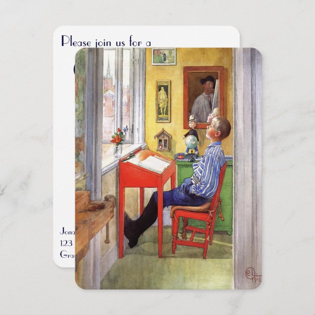 Convite Esbjorn Fazendo Sua Festa de formatura De Casa (Frente/Verso)