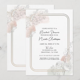 Convite Esboço Botânico Sage Blush Floral Chá de Noiva