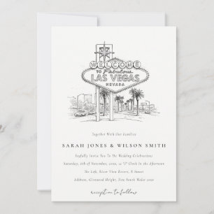 Convite Esboço da Paisagem de Casamento em Las Vegas Nevad