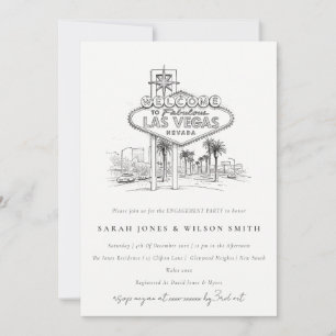 Convite Esboço da Paisagem de Las Vegas Nevada para Noivad