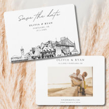 Esboço da silhueta de Portland para casamento Save