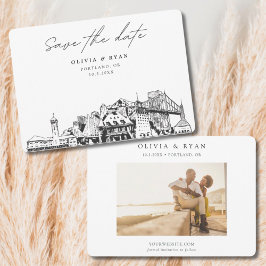 Convite Esboço da silhueta de Portland para casamento Save