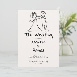 Convite Esboço de Casamento Desenhado à Mão Minimalista