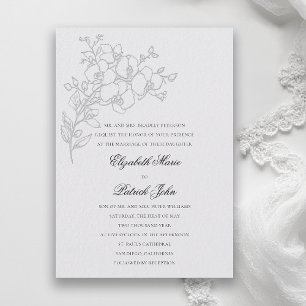 Convite Esboço de Orquídea Formal Tradicional Casamento Ma