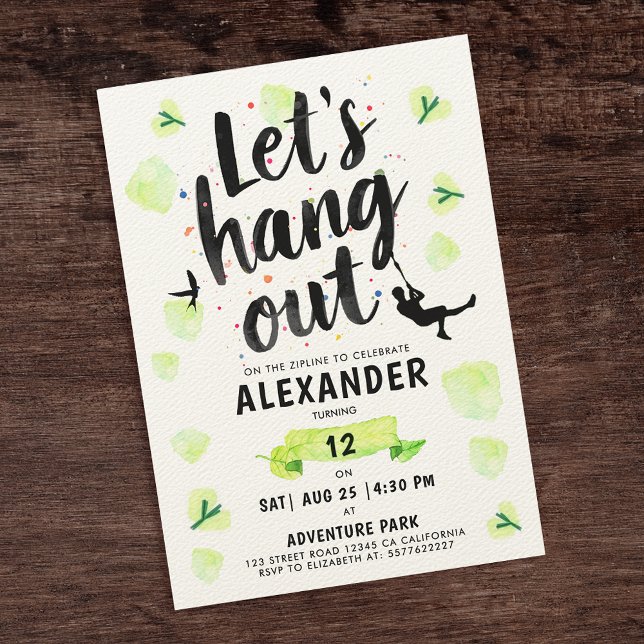 Convite Esboço de Pincel Verde de Aventura Zipline de Dive (Criador carregado)