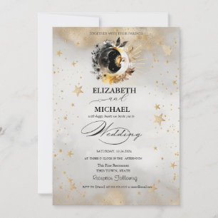 Convite Esboço Flores das Luas das Estrelas Douradas Celes